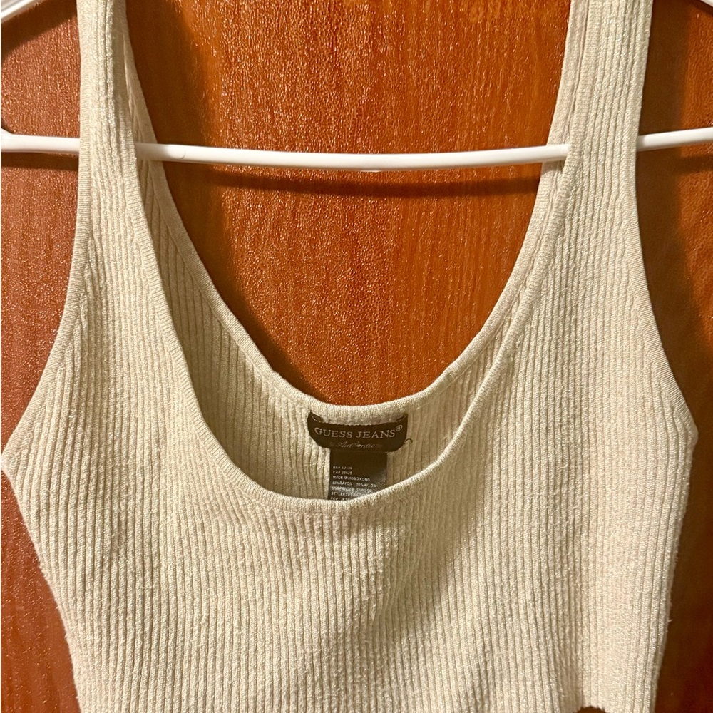 Guess Metallic Ribbed Knit Top